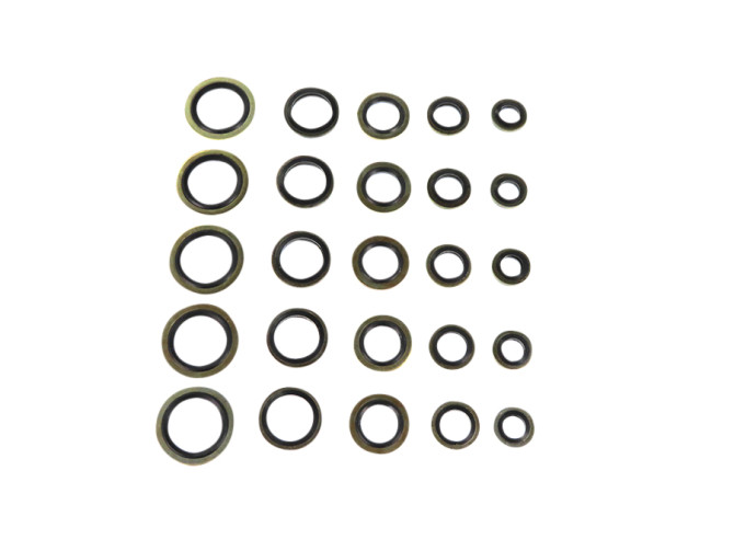 Range of sealing rings rubber/brass 25 pieces photo