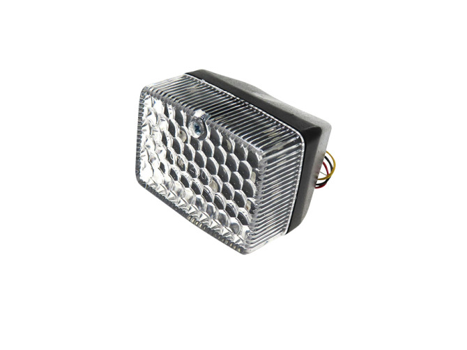 Achterlicht klein zwart ruitpatroon LED 6V met optionele remlicht main