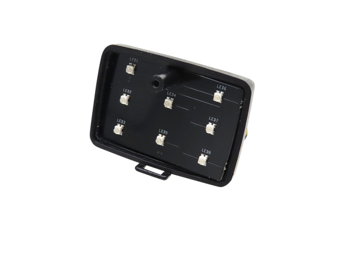 Achterlicht klein zwart ruitpatroon LED 6V met optionele remlicht photo