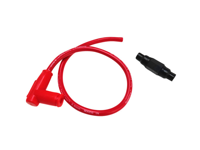 Spark plug cable 9mm orange with cap and cable connector photo