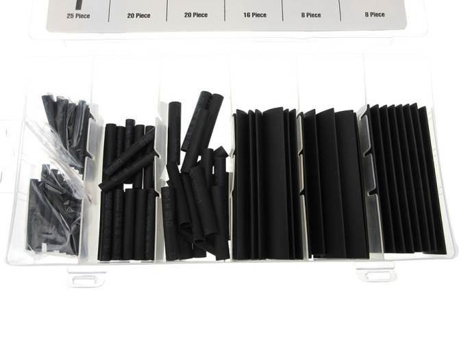 Electric cable heatshrink assortment black 127-pieces photo