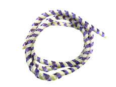 Kabelhuls retro spiraalband geweven paars / wit NOS