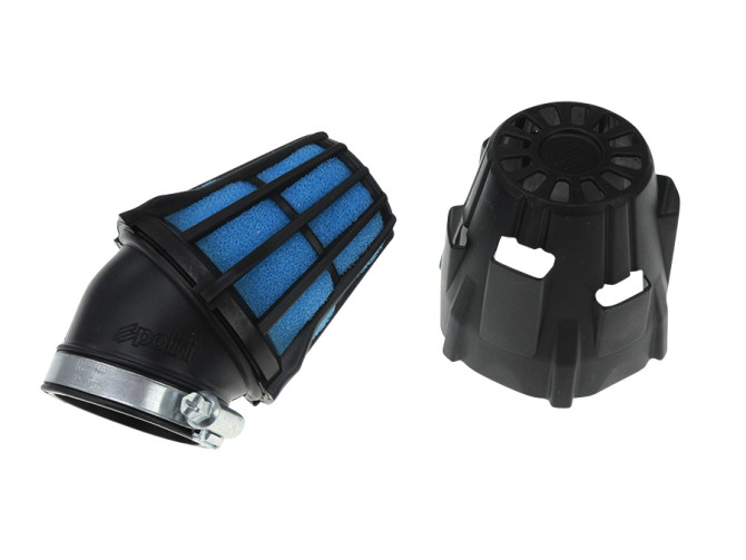 Powerfilter Polini schuin 46mm zwart / blauw main