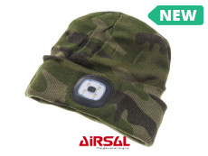 Beanie hat with LED lamp green camouflage