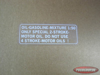 Puch gasoline mix sticker white English version