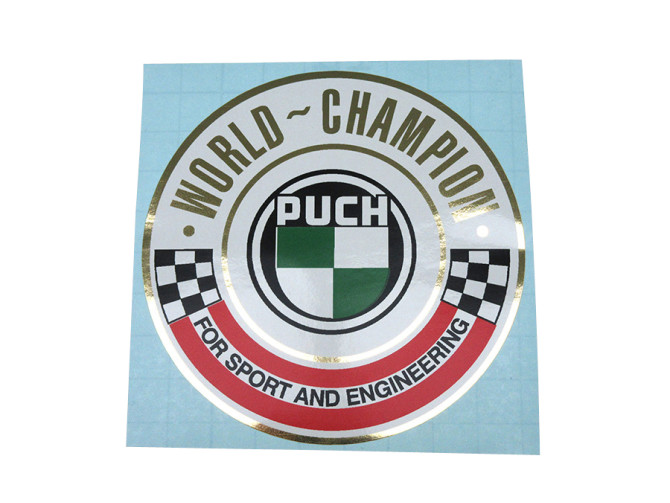 Transfer sticker Puch World Champion rond 50mm photo