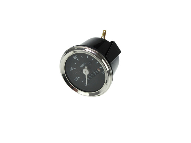 Speedometer kilometer 60mm 120 km/h black with chrome ring universal with light connection photo