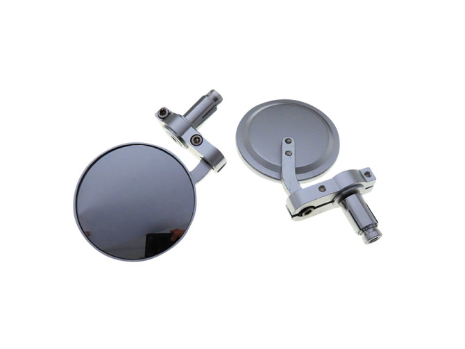 Mirror set bar end version round aluminium / silver main