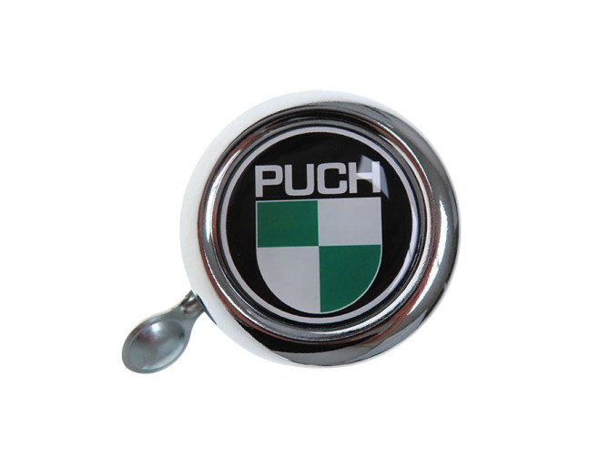 Bel chroom met Puch logo in kleur (dome sticker) photo