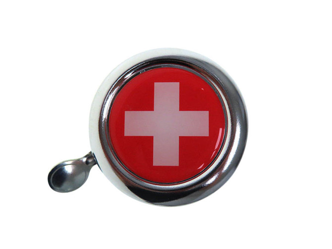 Bell chrome with country flag Switzerland (dome sticker) photo