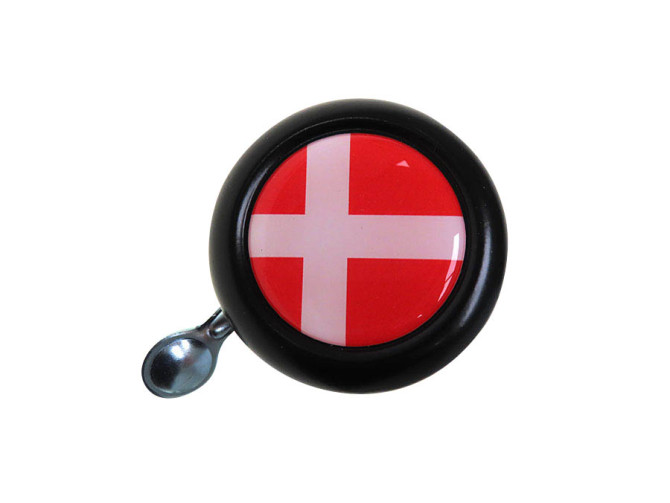 Bel zwart met landsvlag Denemarken (dome sticker) photo