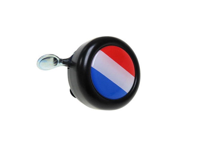 Bel zwart met landsvlag Nederland (dome sticker) photo