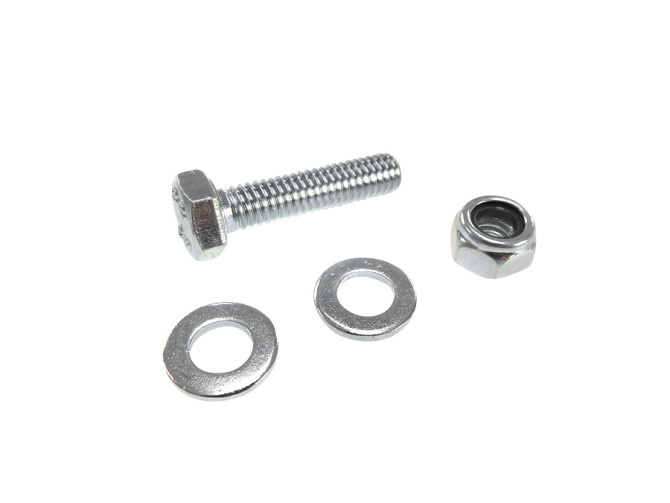 Exhaust clamp bolt with nut M6x16 with 2 rings and locking nut main