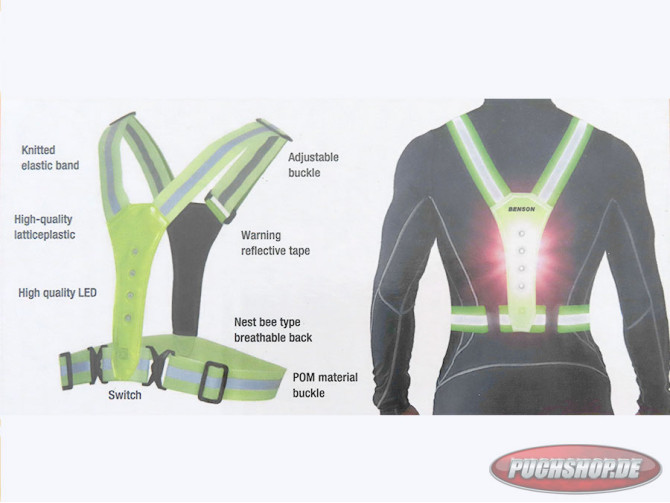 Safety vest with LED front and rear photo