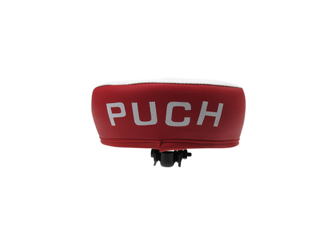 Zadel Puch Maxi wit / rood met Puch tekst  photo